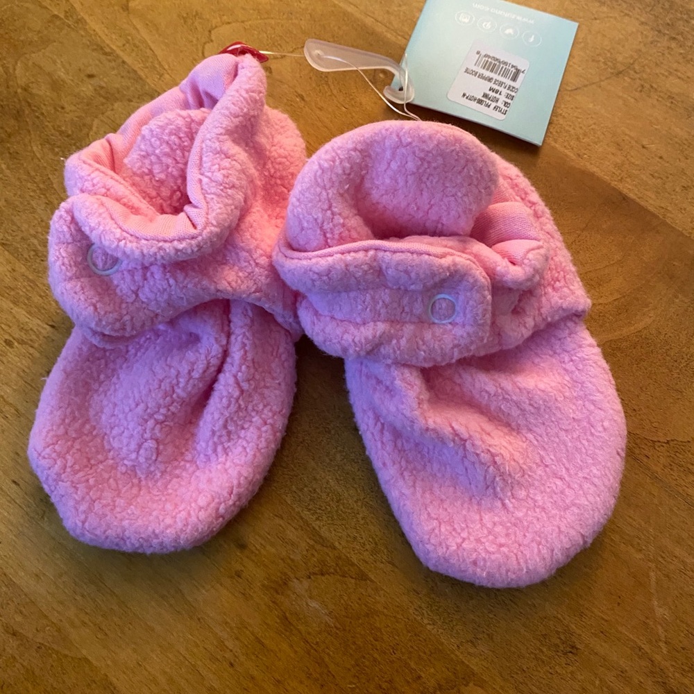 Pink Zutano booties with gripper